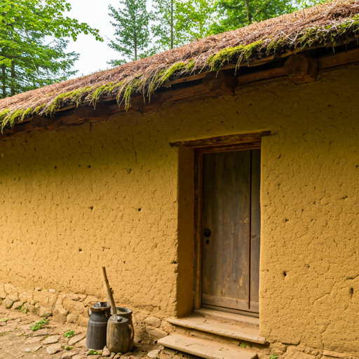 Traditional earth walls of a mountain house